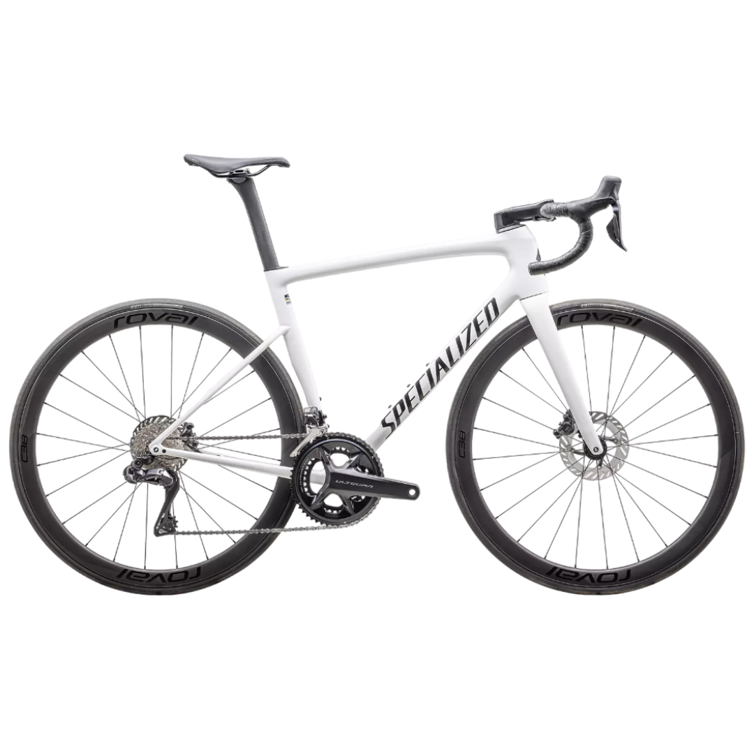 weißes rennrad Bicicletta Specialized Tarmac SL8 Expert Di2 - Bianco Lucido